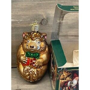 Merck Family's Old World Christmas Hedgehog Glass Ornament 2003 NIB Vintage Box